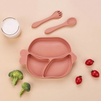 Βρεφικό Σετ Φαγητού Σιλικόνης Peach silicone set_9689